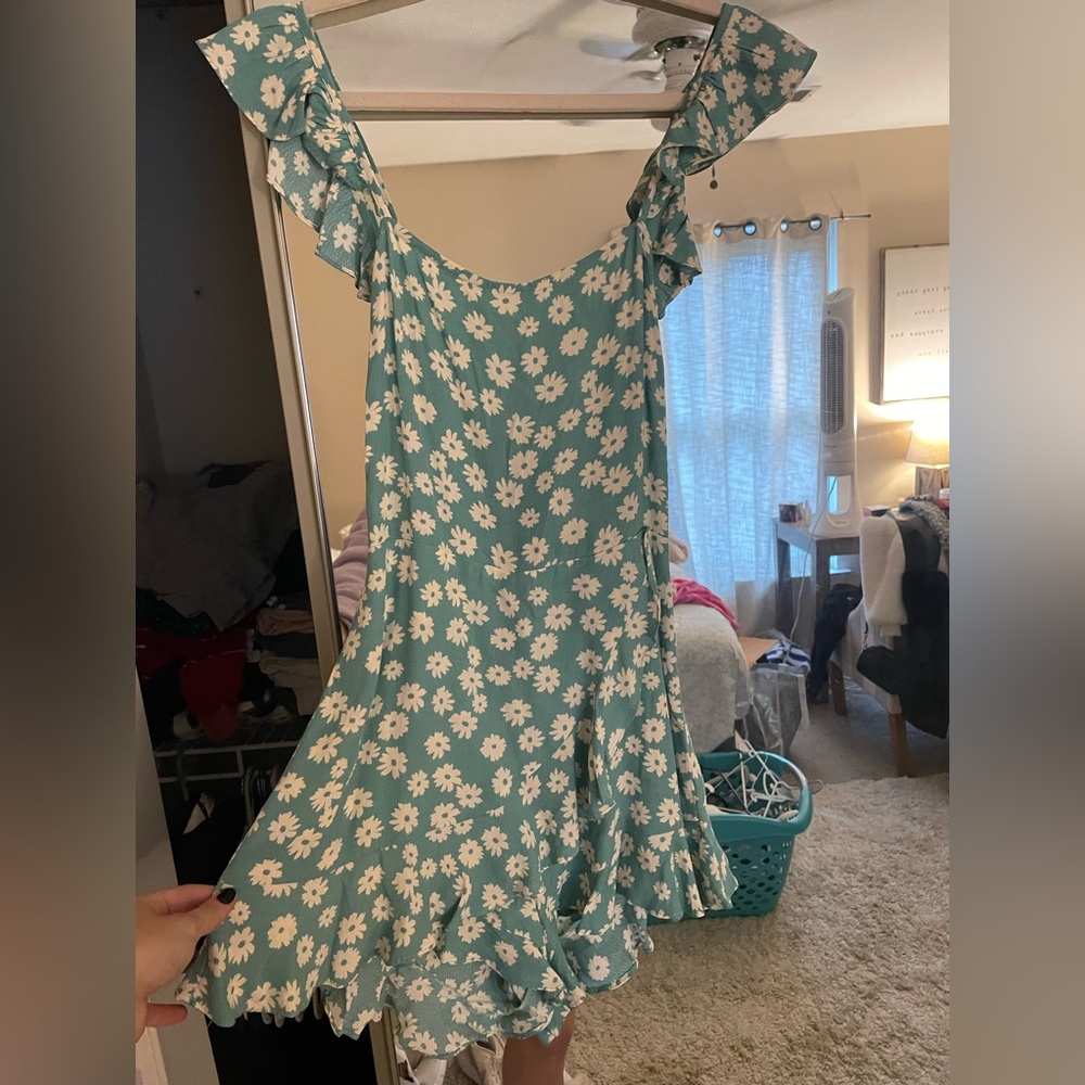 Cotton Candy — blue floral romper